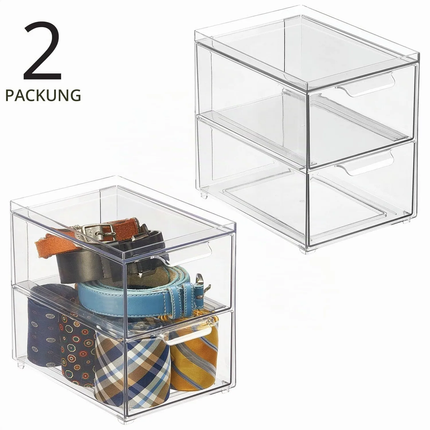 mDesign Schubladenbox Schuhbox transparent 2er-Set