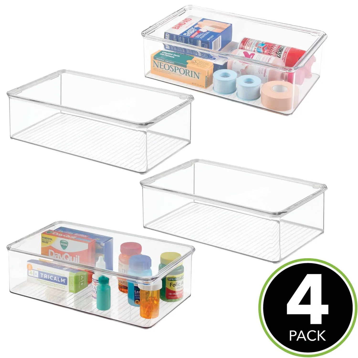 mDesign Aufbewahrungsbox Deckel Kunststoffbox 4er-Set