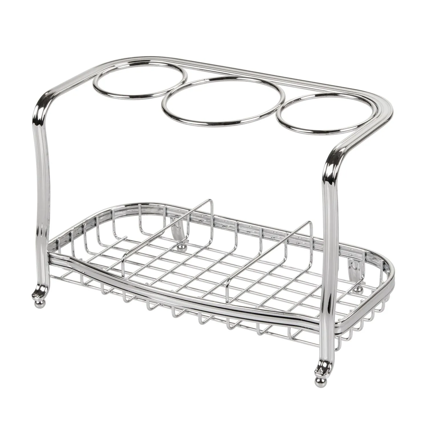 mDesign Fönhalter freistehend silber Badorganizer Stylingstation