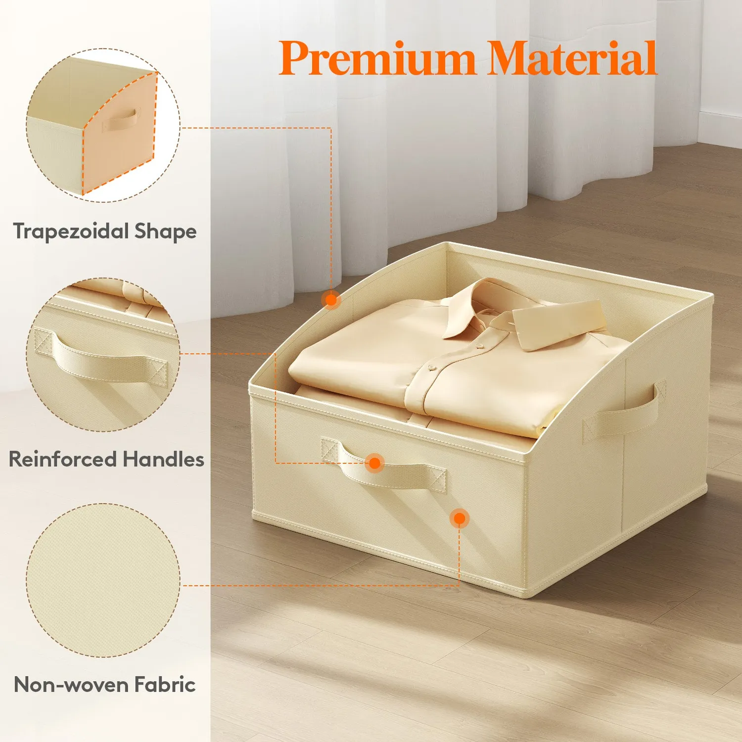 Lifewit Trapez Aufbewahrungskorb 33x33x20 cm Beige
