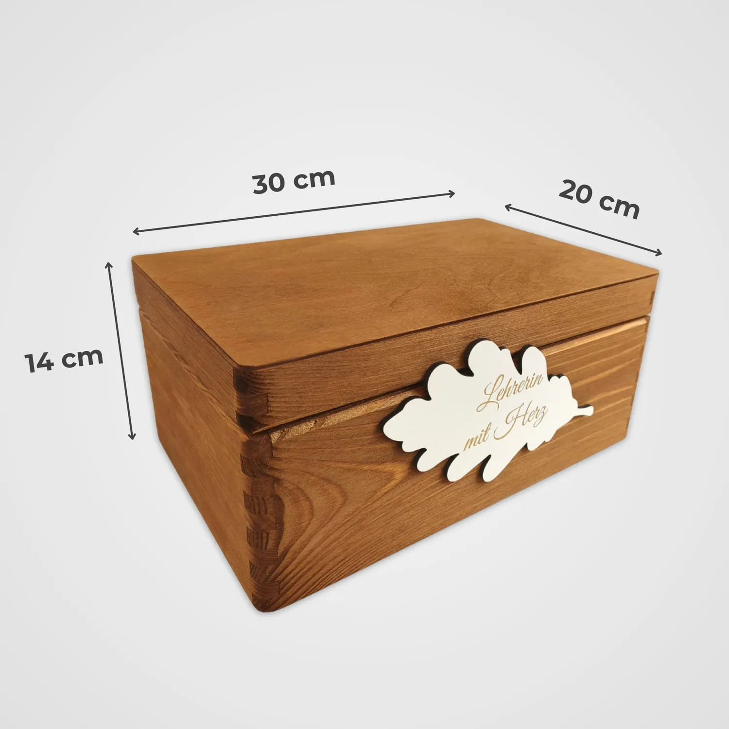 GoodFreshDecor Holzbox mit Deckel 30x20x14 cm Wunschtext braun