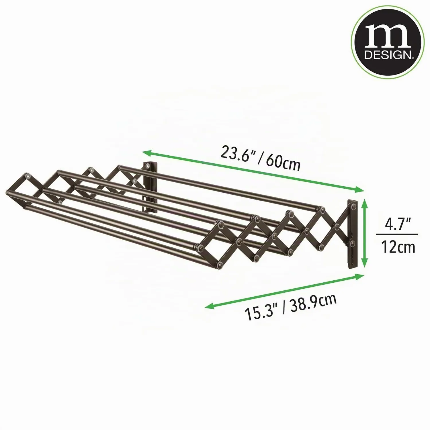 mDesign Wäscheständer ausziehbar 8 Stangen Wandtrockner Gold