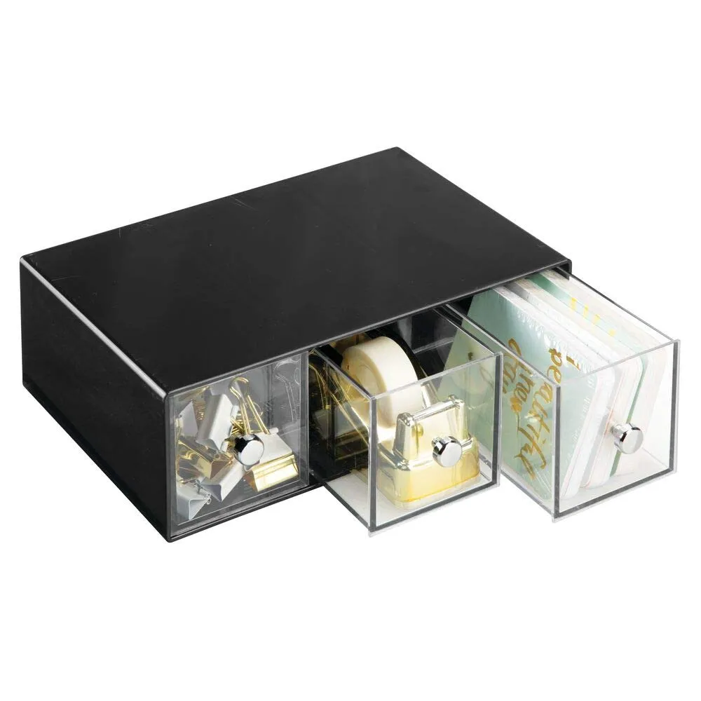 mDesign Schubladenbox Kosmetik Organizer 3 Schubladen schwarz