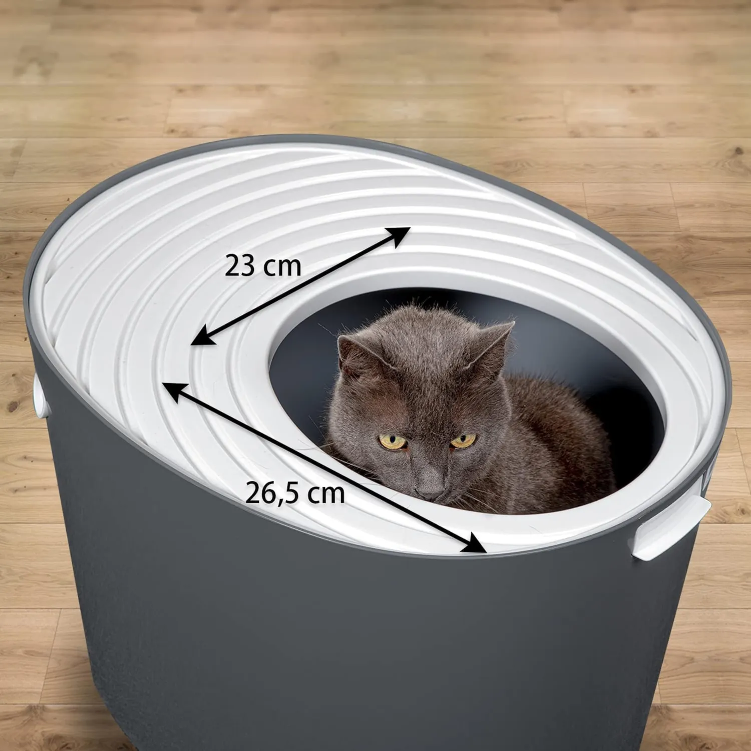 Iris Ohyama PUNT-530 Katzentoilette Grau mit Deckel
