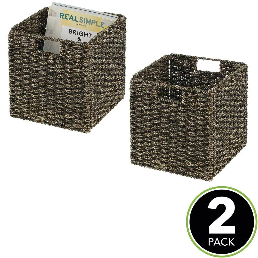 mDesign Aufbewahrungskorb Seegras schwarz 2er Set 26,7 cm