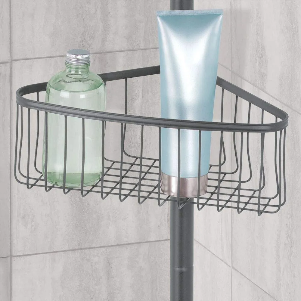 mDesign Duschregal Teleskop Ecke dunkelgrau 1,5-2,9m