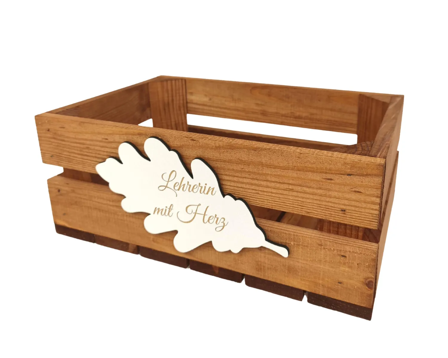 GoodFreshDecor Holzbox mit Deckel 30x20x12 cm Wunschtext braun