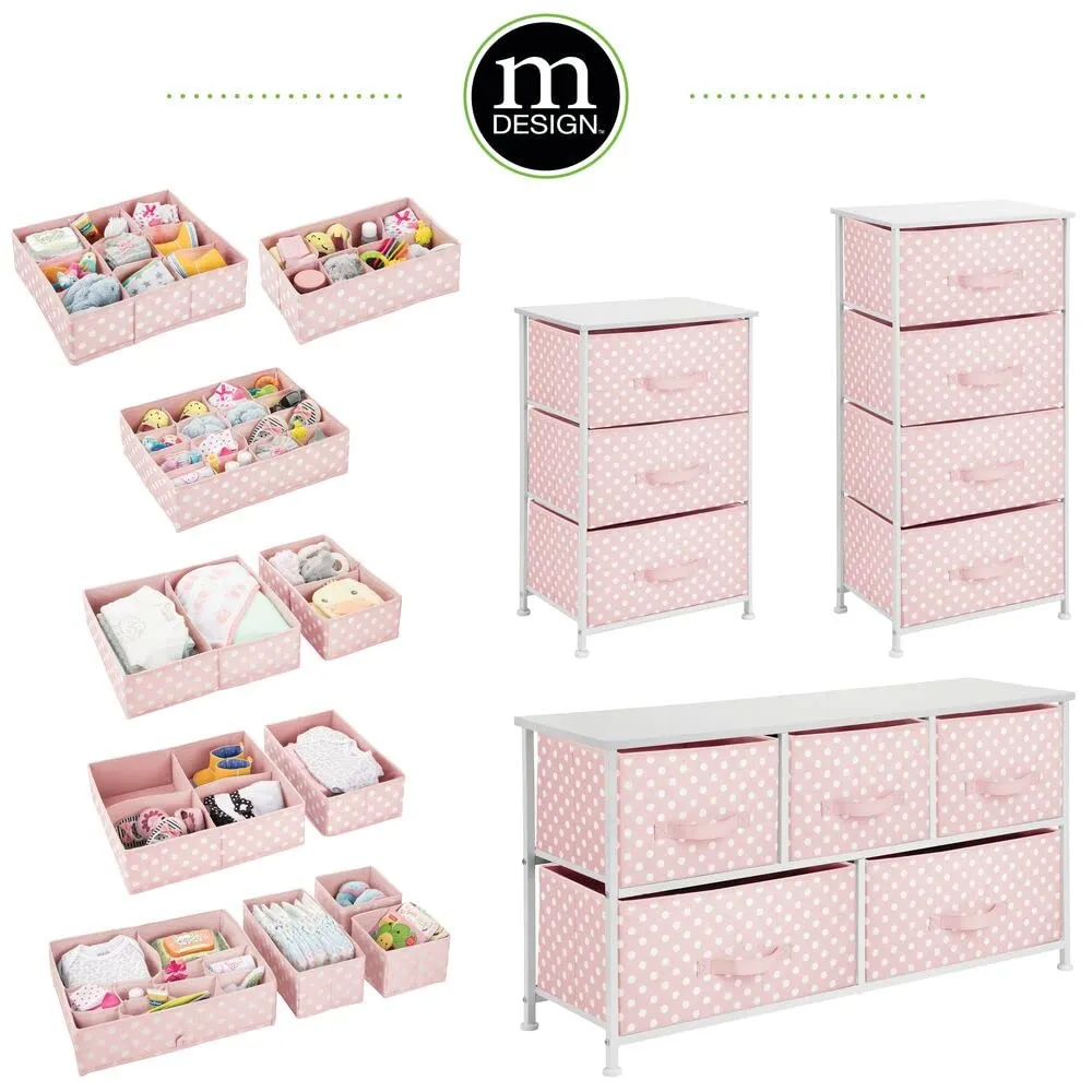 mDesign Aufbewahrungsbox Stoffbox 2 Fächer rosa-weiß 35,6 cm