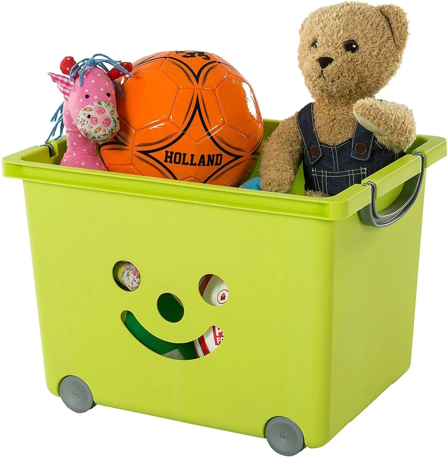 Iris Ohyama KCB-43 Spielzeugbox 34 L 2er-Set grün mit Rädern