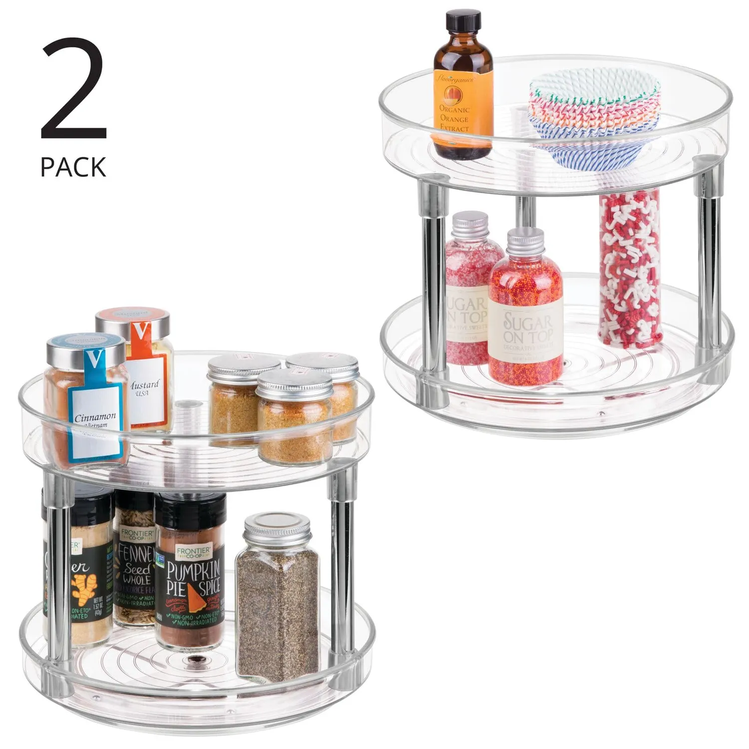 mDesign Lazy Susan Gewürzregal Dreh 2-stöckig 2er-Set