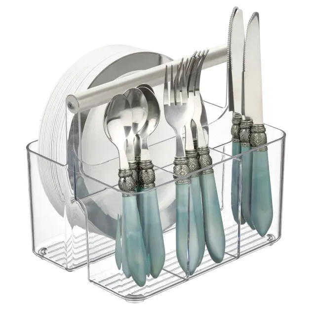 mDesign Aura Aufbewahrungskorb Kunststoff Transparent Griff