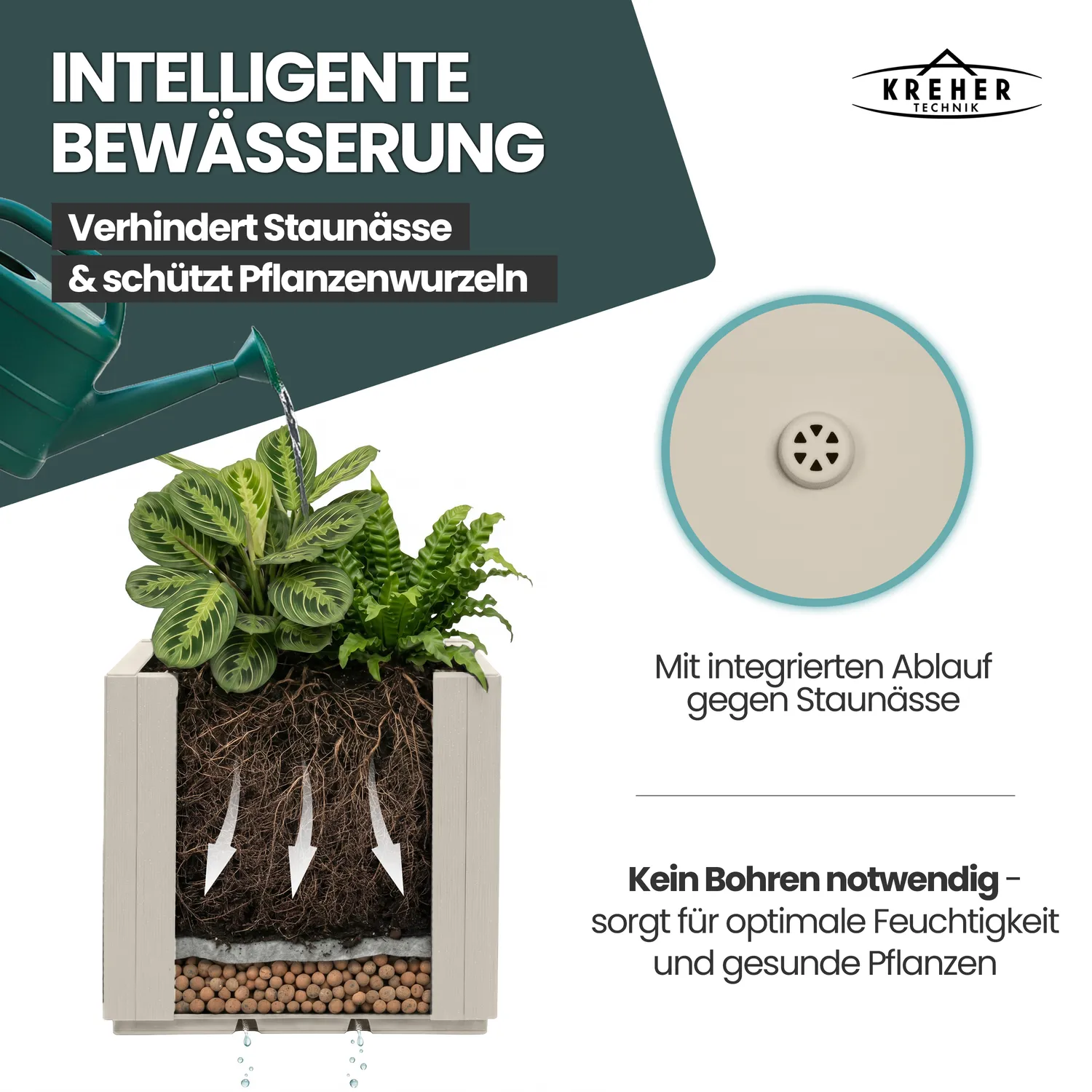 Kreher Ethica Pflanzkasten Schmal Beige 35 Liter Struktur