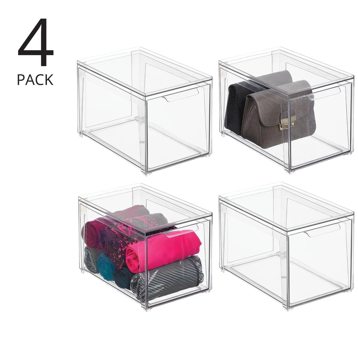 mDesign Schuhbox transparent 4er-Set stapelbar Kunststoff