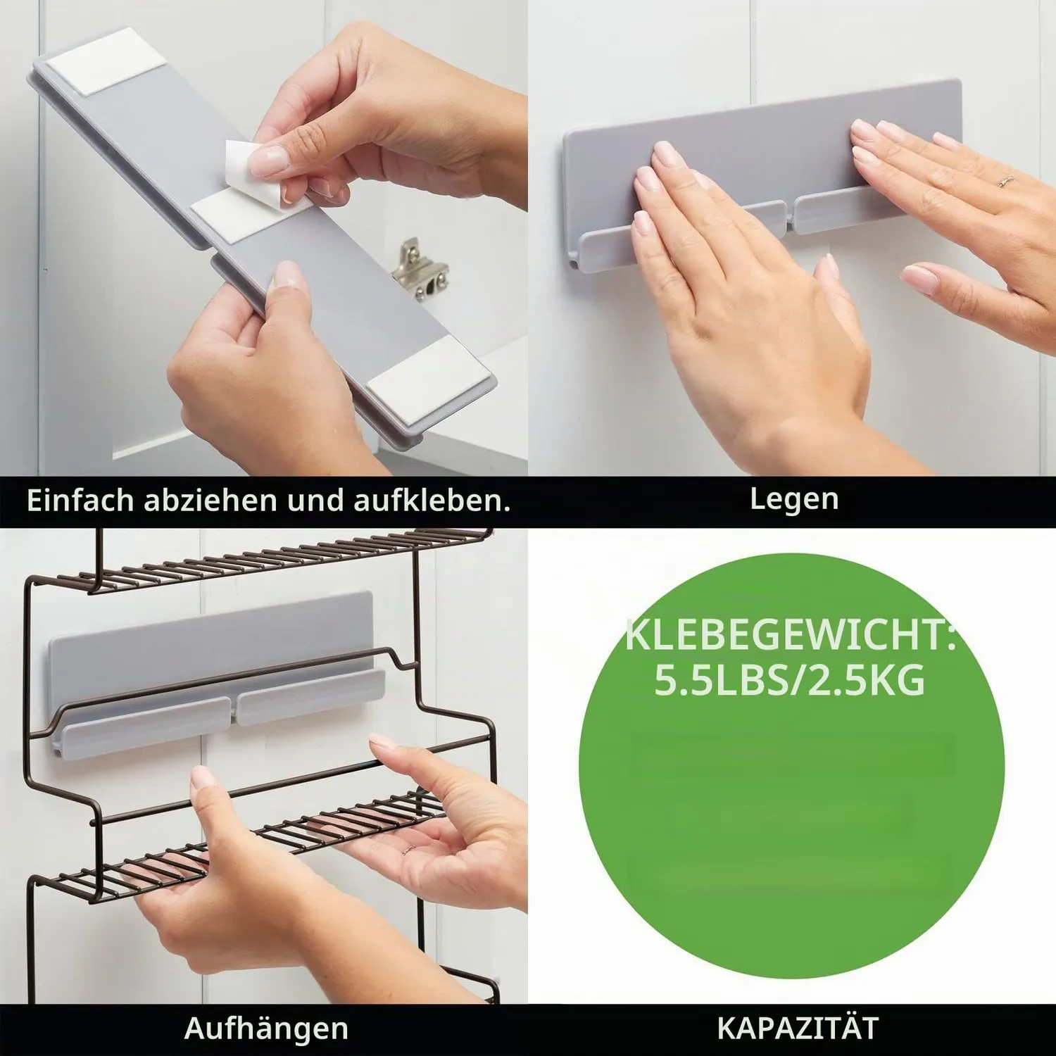 mDesign Küchenregal Metall 3 Ebenen bronze selbstklebend