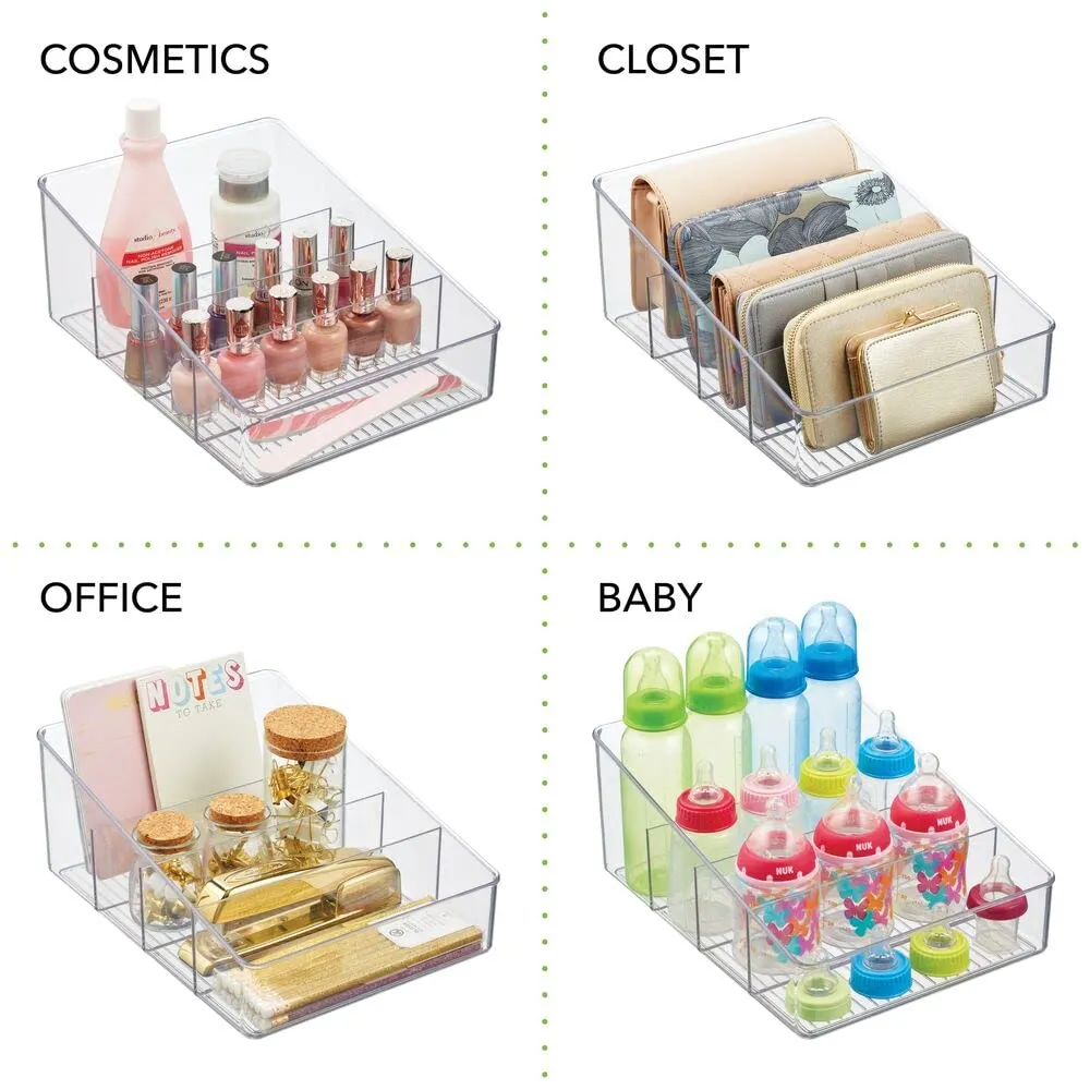 mDesign Aufbewahrungsbox transparent 3 Fächer kompakt