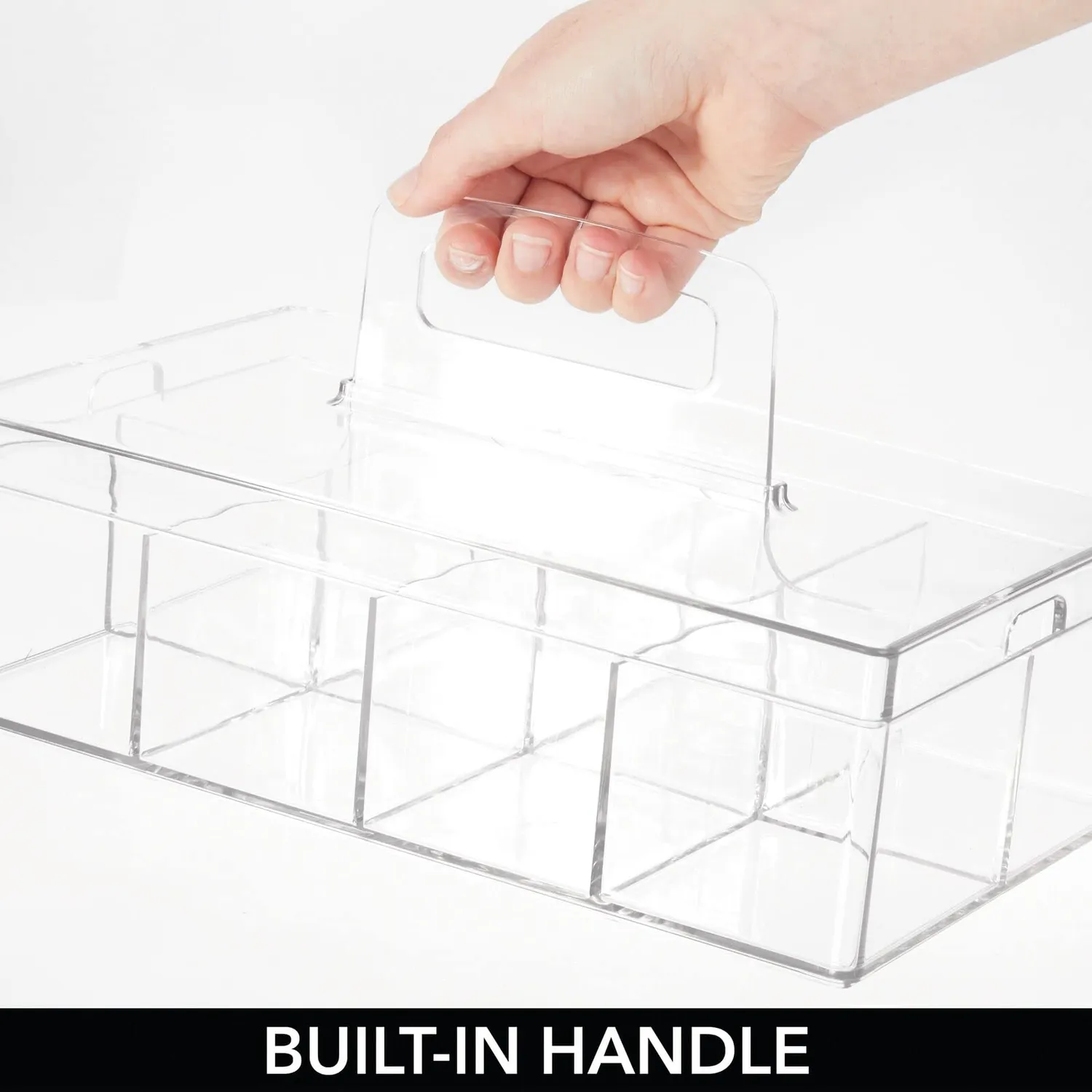 mDesign Küchen Organizer 8 Fächer transparent mit Griff