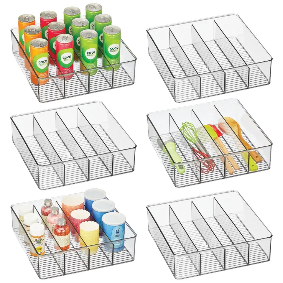 mDesign Organizer 4 Fächer Kunststoffbox transparent 6er-Set