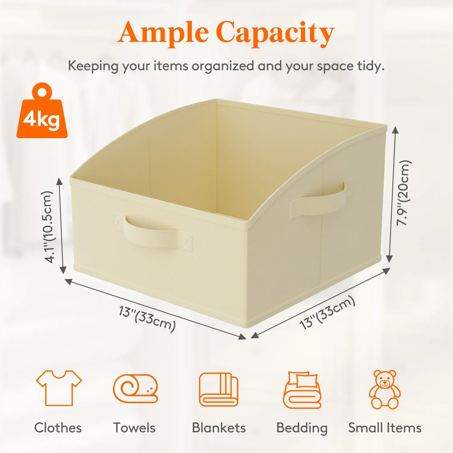 Lifewit Trapez Aufbewahrungskorb 33x33x20 cm Beige