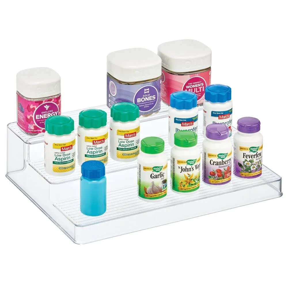 mDesign Gewürzregal 3 Ebenen Transparent Kunststoff