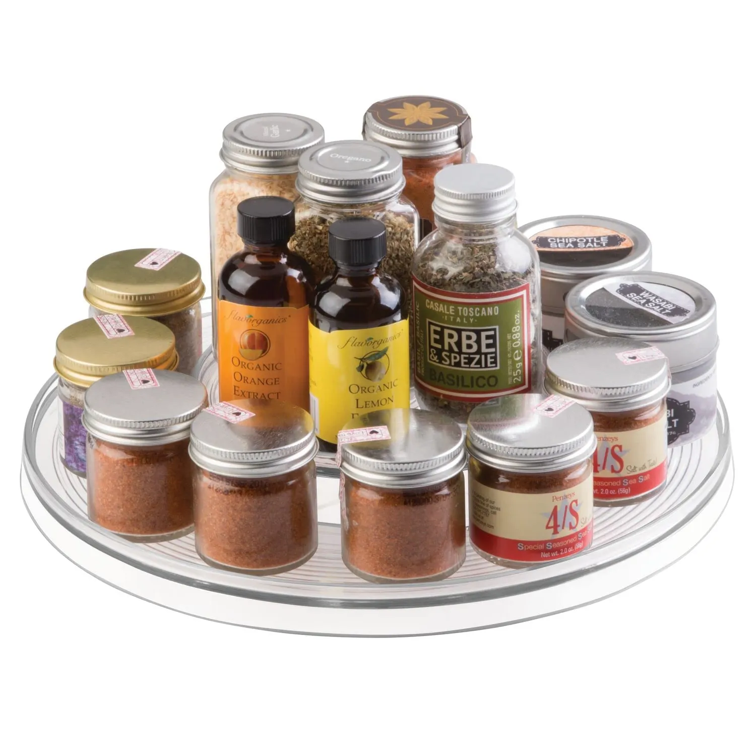 mDesign Lazy Susan Drehteller Organizer 2 Ebenen klar