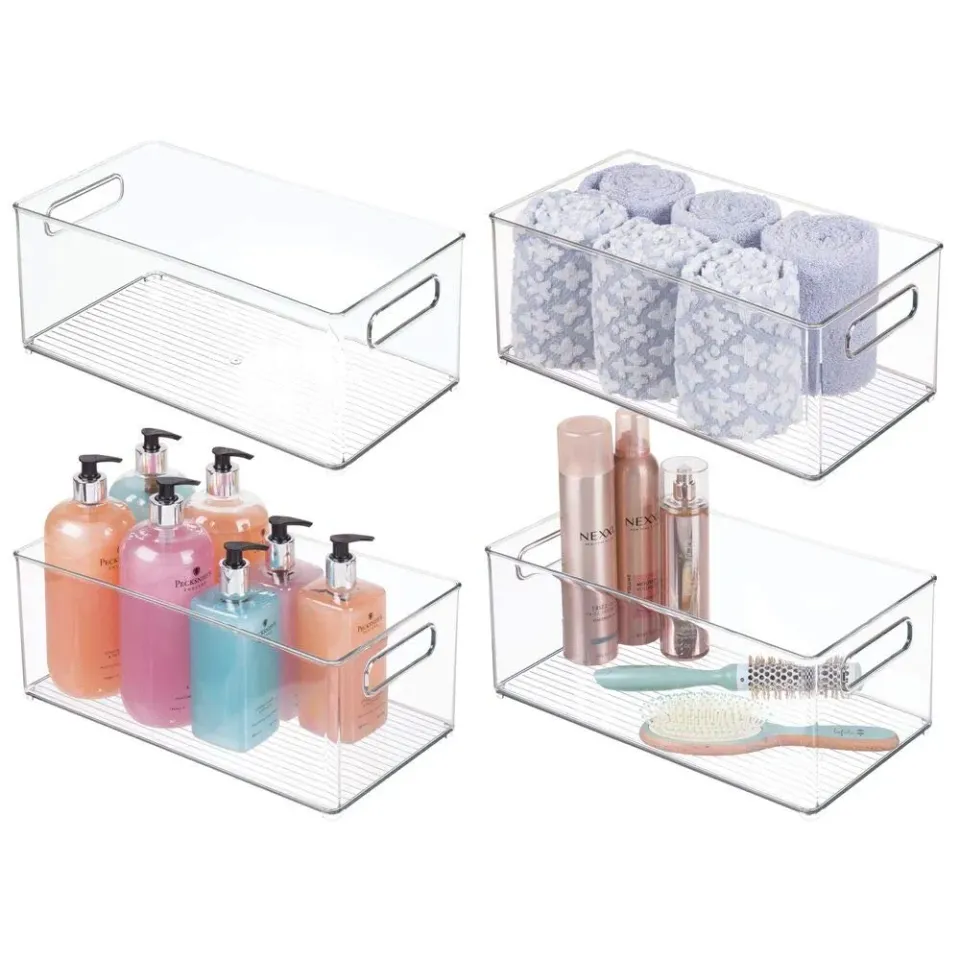 mDesign Ablagebox mit Griffen transparent 4er-Set Bad