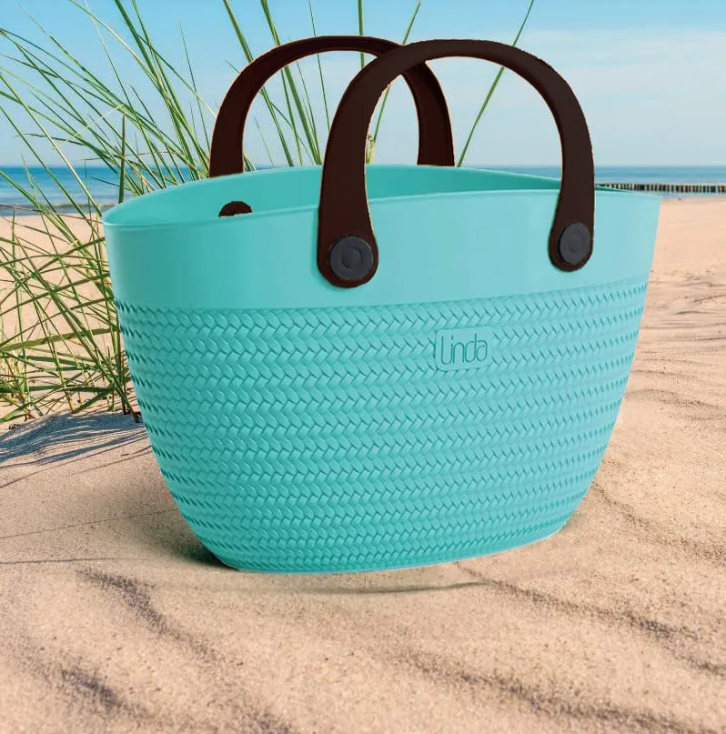 Kreher Linda Tragekorb Türkis Rattan 50cm