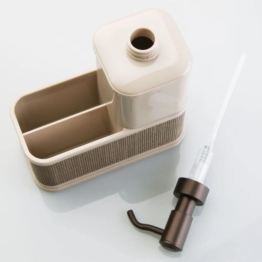 mDesign Seifenspender 532 ml Kunststoff perlmutt mit Schwammhalter