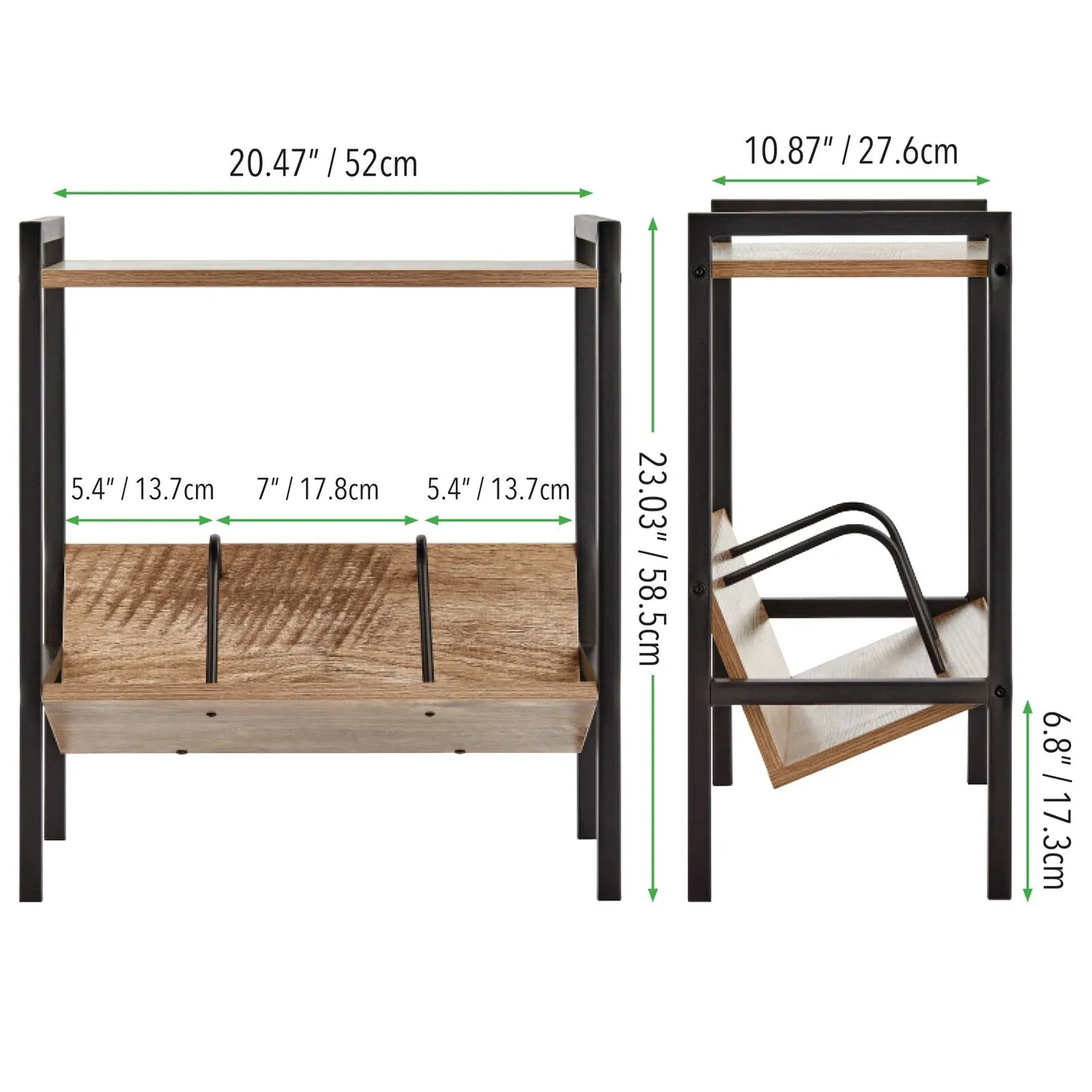 M Design Beistelltisch Bücherregal 2 Ebenen Beistelltisch Schwarz/Grau
