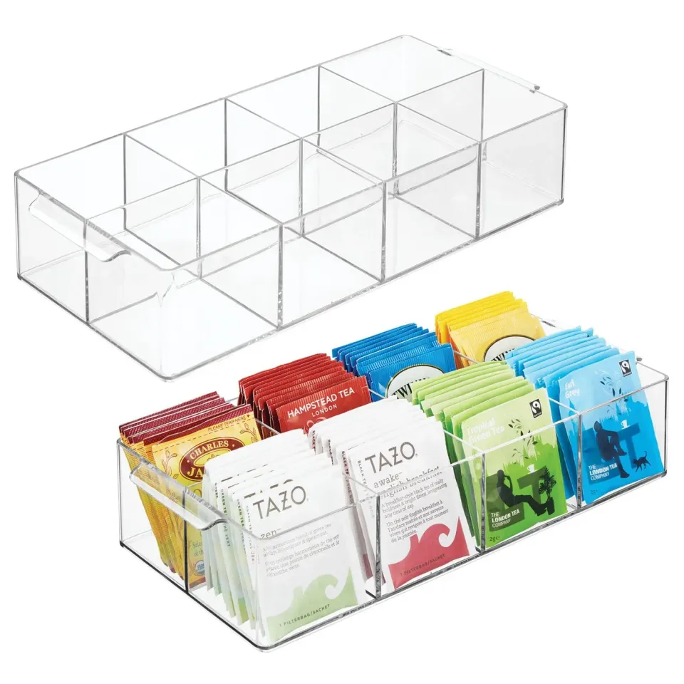 mDesign Küchen Organizer 2er Set durchsichtig 8 Fächer