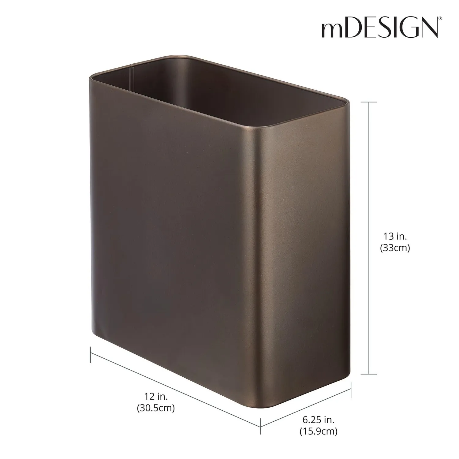 mDesign 17957MDBSTEU Mülleimer 10L bronzefarben Metall