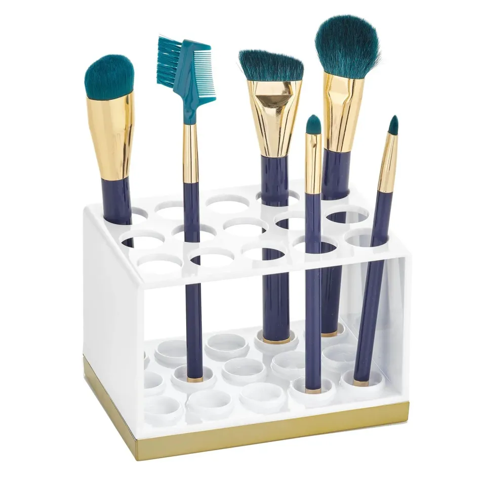mDesign Kosmetik Organizer 15 Fächer weiß-messing für Pinsel