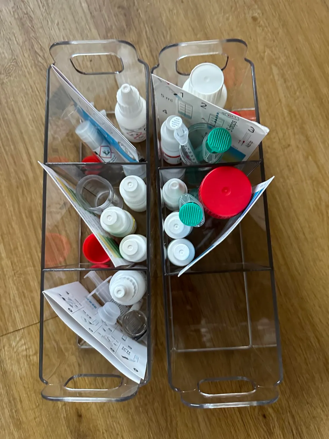 mDesign Tea Caddy Küchen Organizer 3 Fächer 2er-Set hellgrau