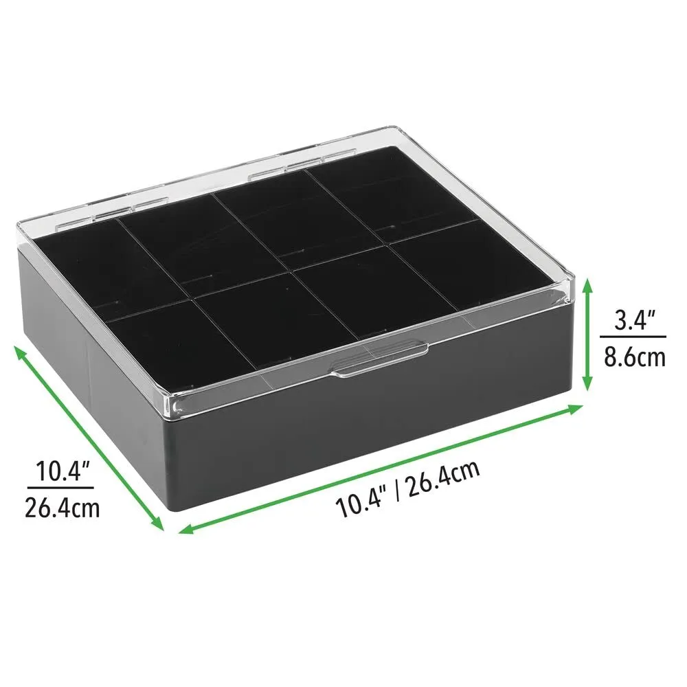 mDesign Teedose Aufbewahrungsbox 8 Fächer schwarz