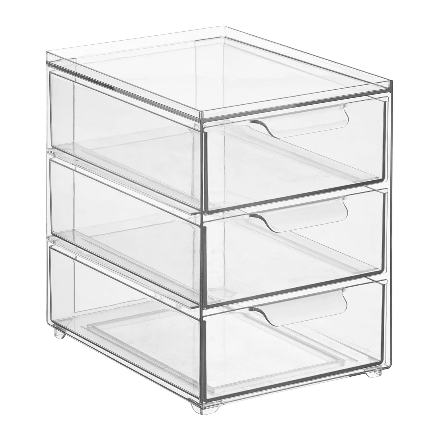mDesign Schubladenbox Kunststoff 3 Schubladen transparent stapelbar