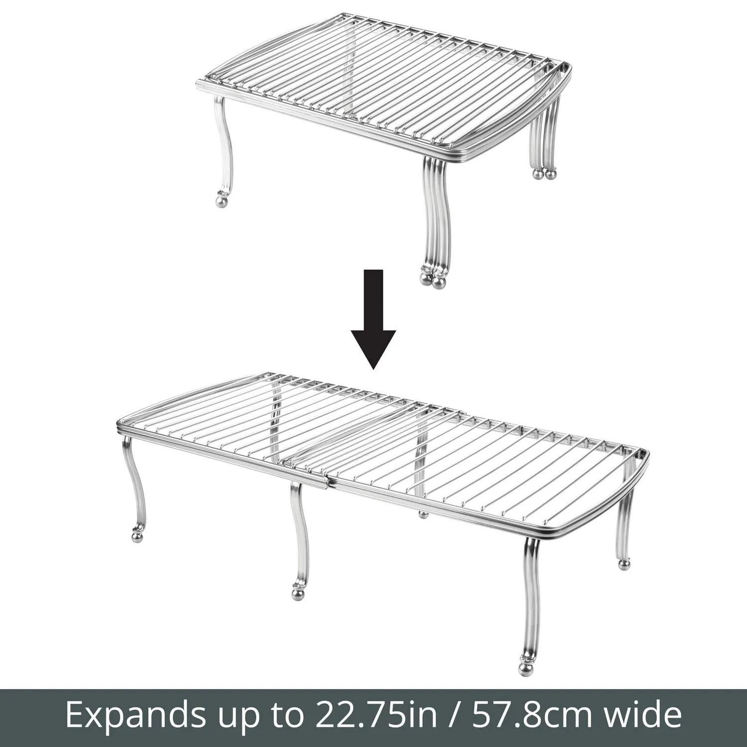 mDesign Küchenregal Metall 2er Set silber erweiterbar