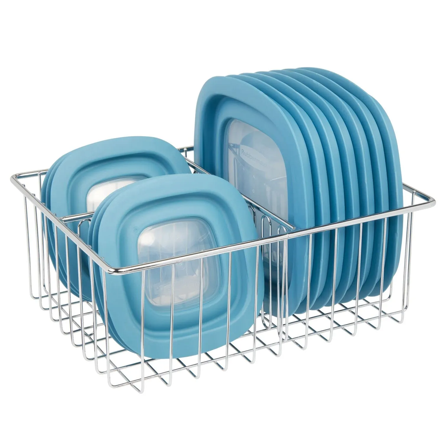 mDesign Deckelhalter Küchen Organizer silberfarben 3 Fächer Metall