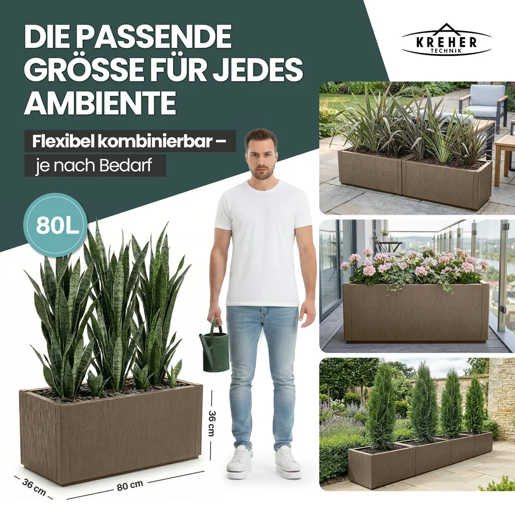 Kreher Ethica XL Pflanzkasten 80 L Taupe frostsicher