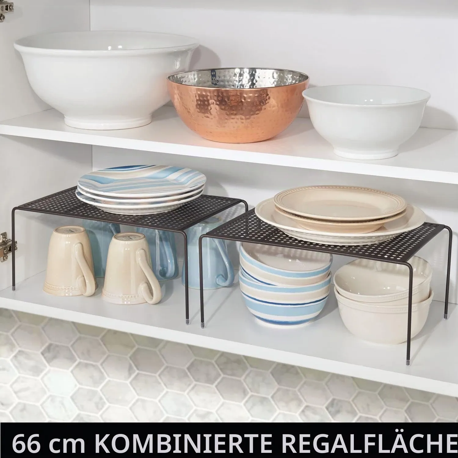 mDesign Küchenregal Metall 2er-Set bronze 22,6 cm kompakt
