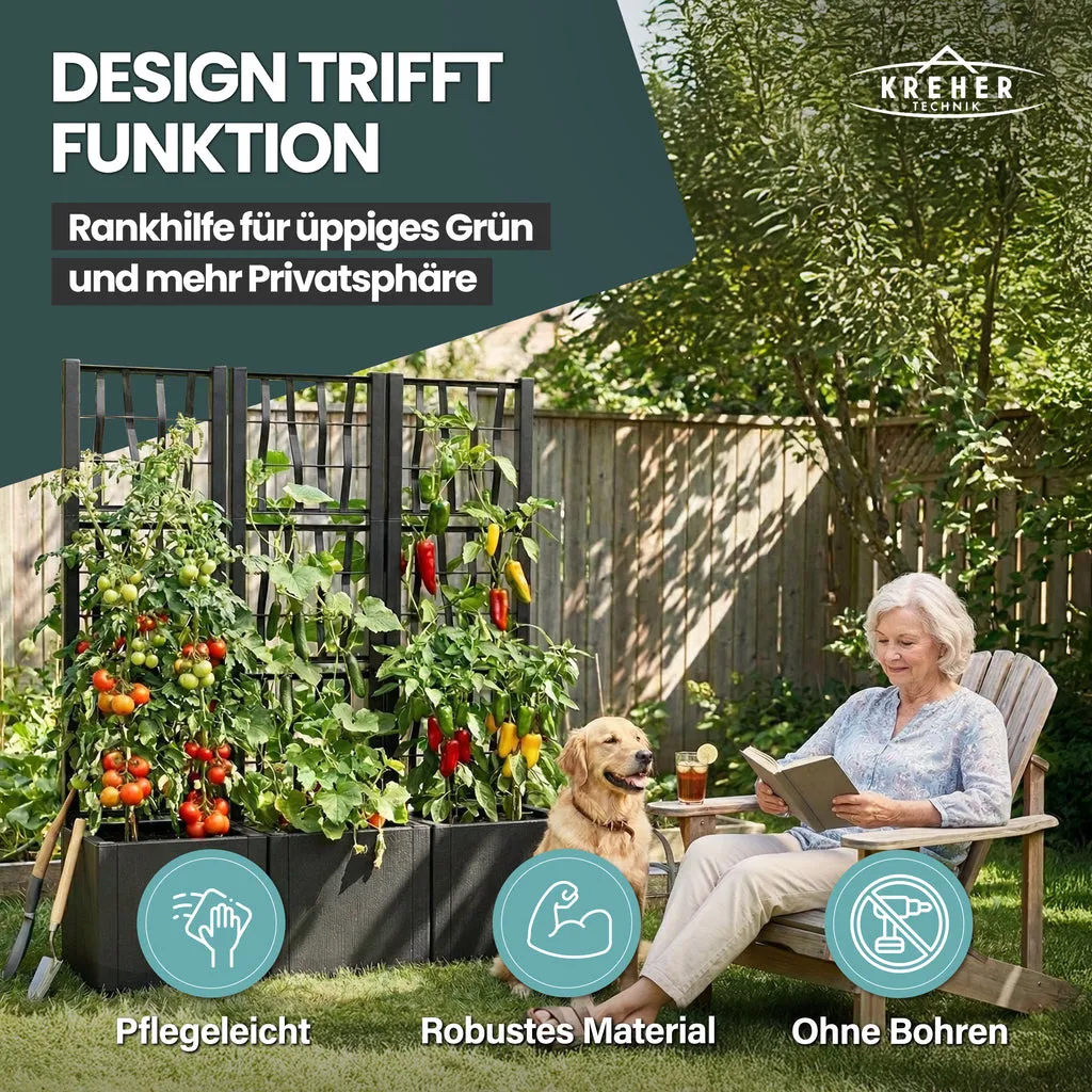 Kreher Ethica XL Spalier Pflanzkasten 2er-Set anthrazit 140cm