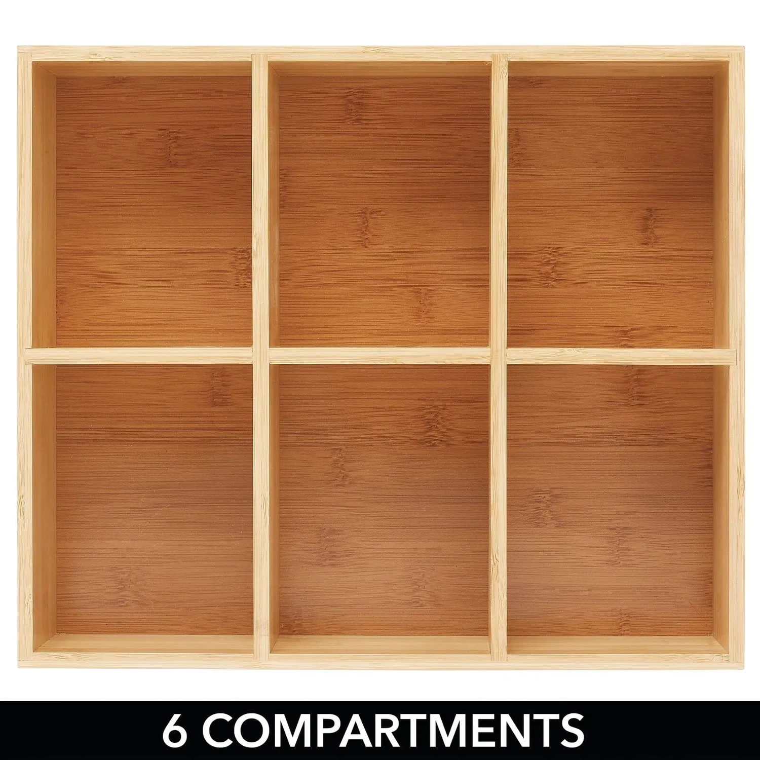 mDesign Teebox Bambus 6 Fächer 2er-Set natur 35,6 cm Holzkiste