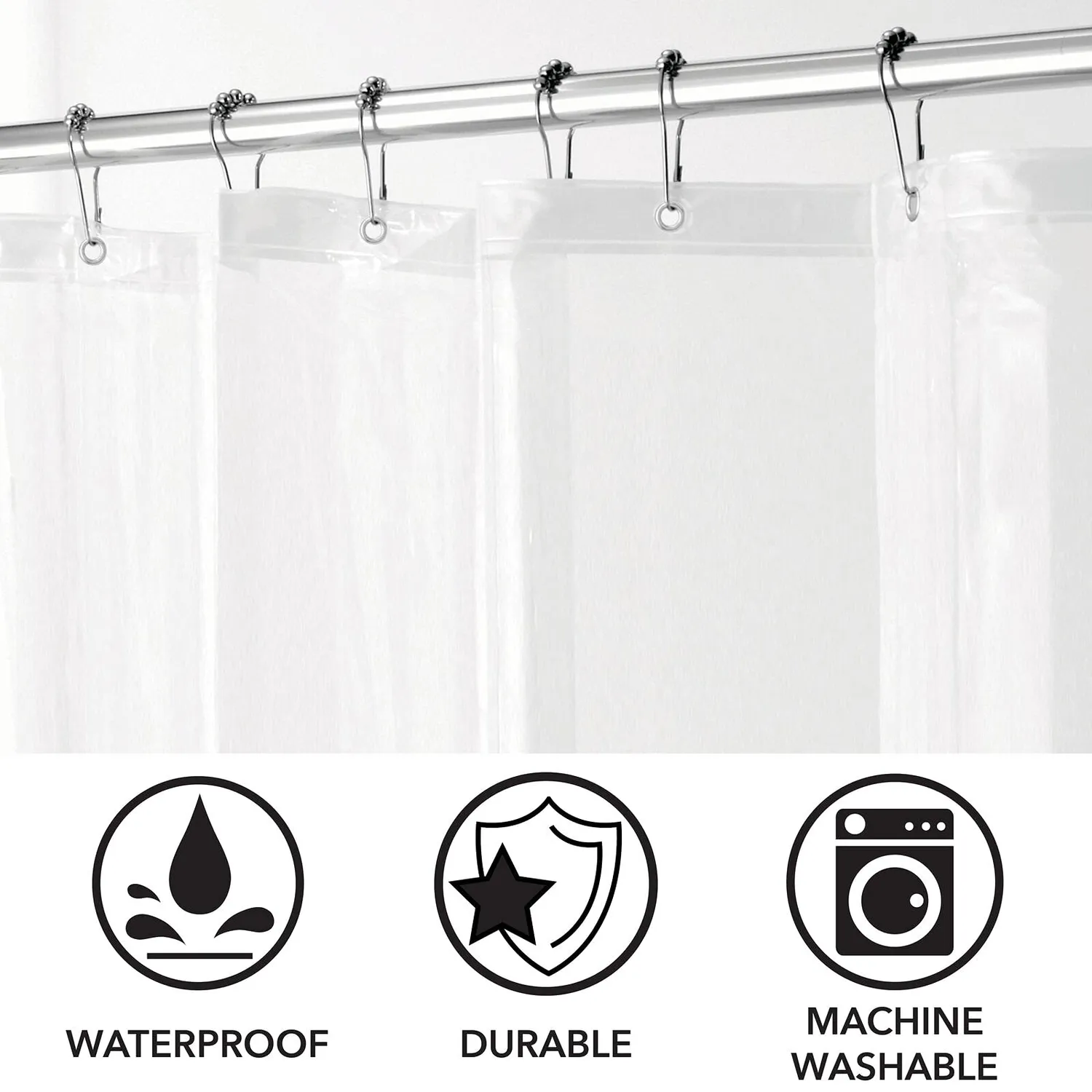 mDesign Duschvorhang Liner transparent PEVA 183x244cm