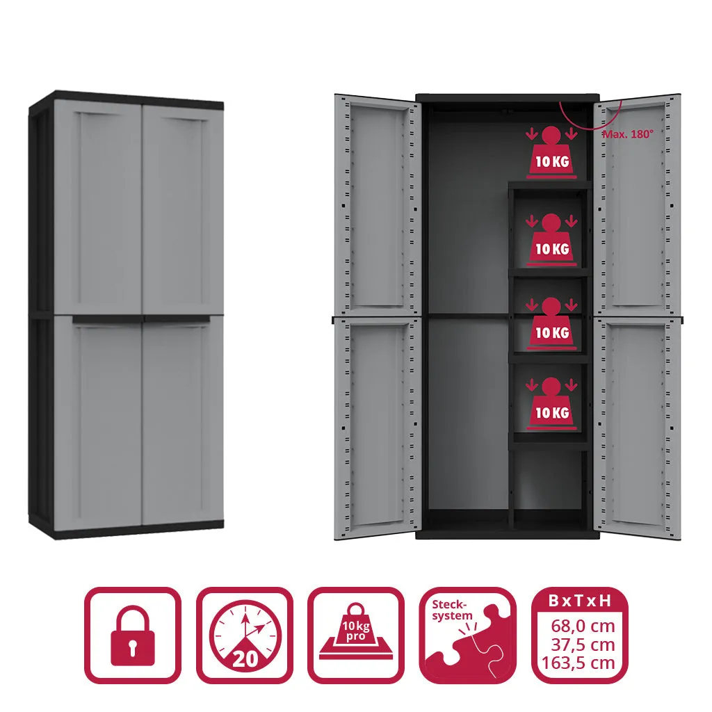 Kreher J-Twist Schrank Grau 3 Böden 163 cm abschließbar