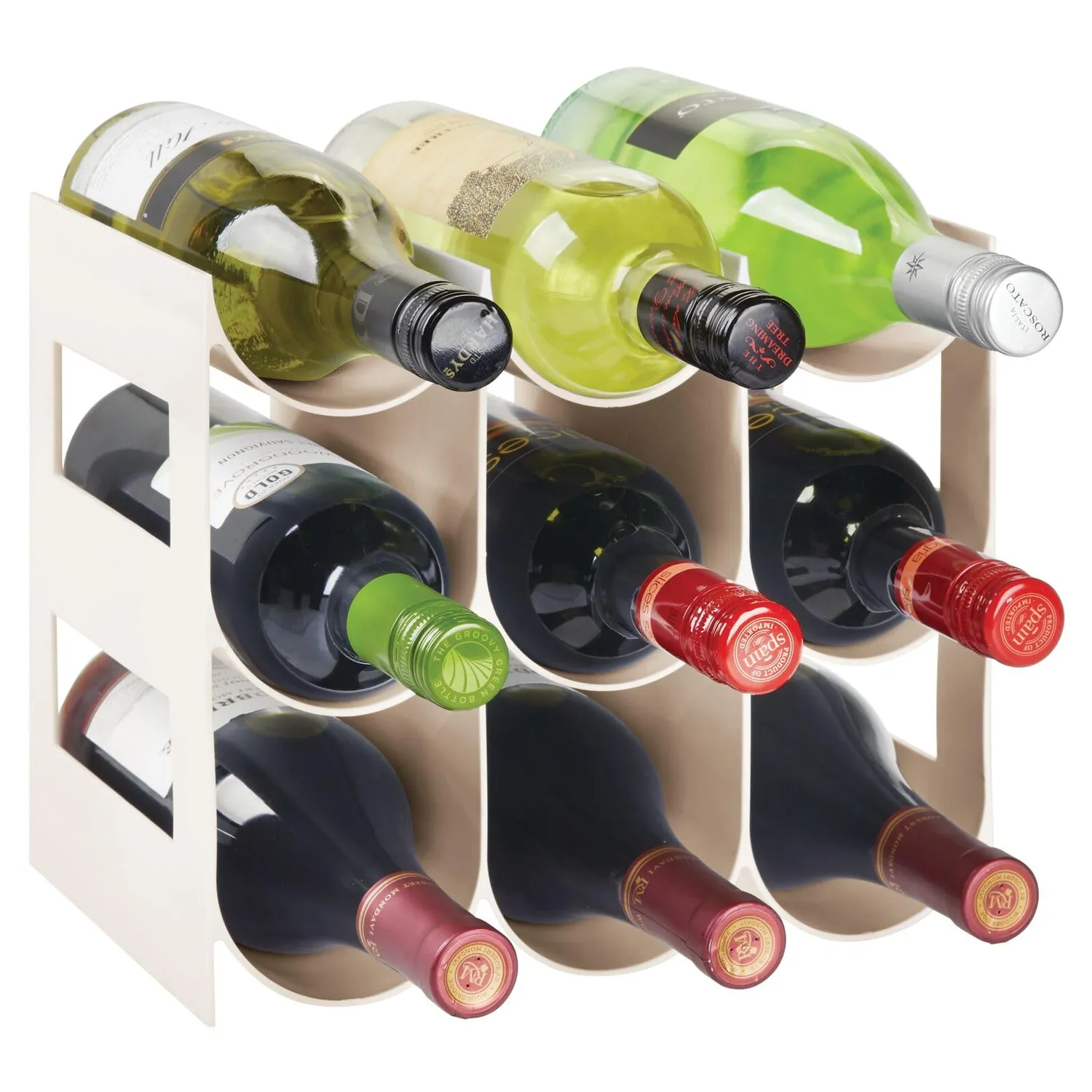 mDesign Weinregal für 9 Flaschen Creme BPA-frei