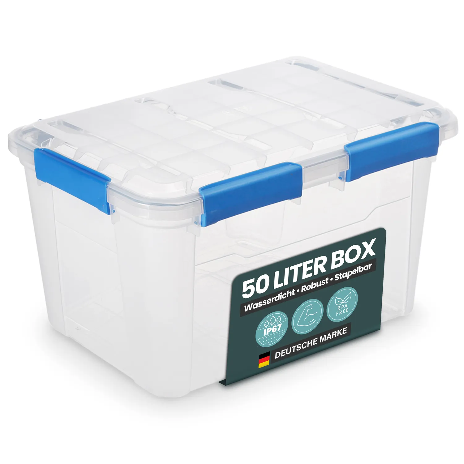Kreher Aufbewahrungsbox IP67 50 Liter transparent Deckel