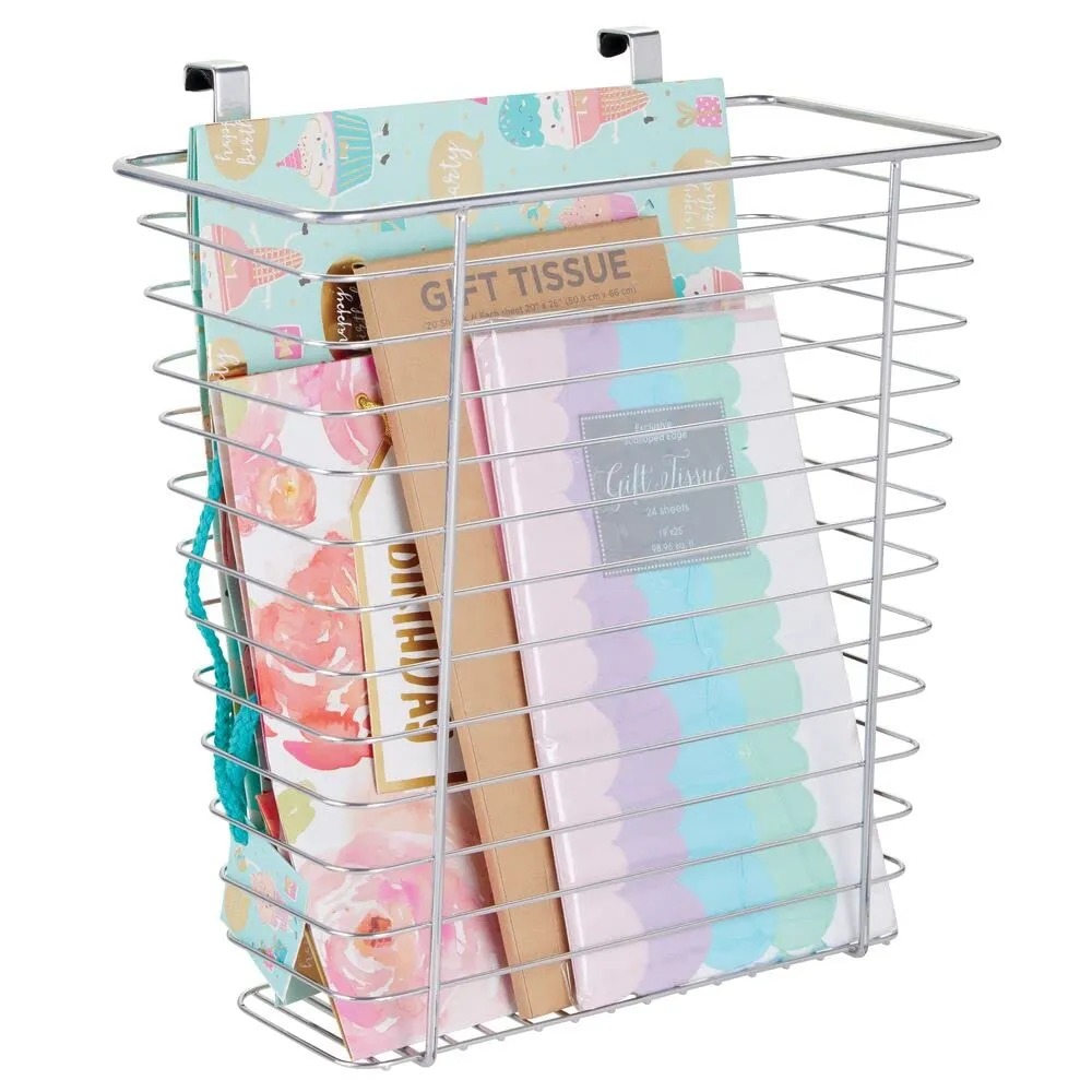 mDesign Schranktürkorb Metall Silber Folien Organizer Hänge
