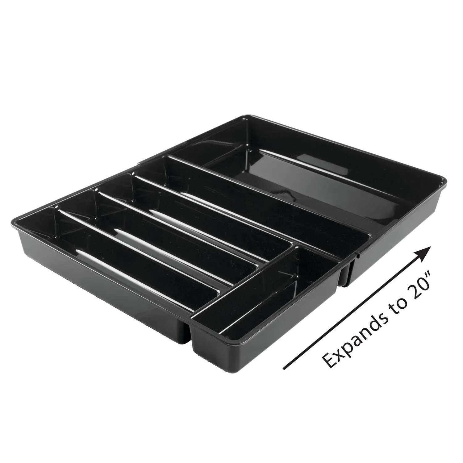 mDesign Besteckkasten Schublade 6 Fächer schwarz 36,5cm rutschfest