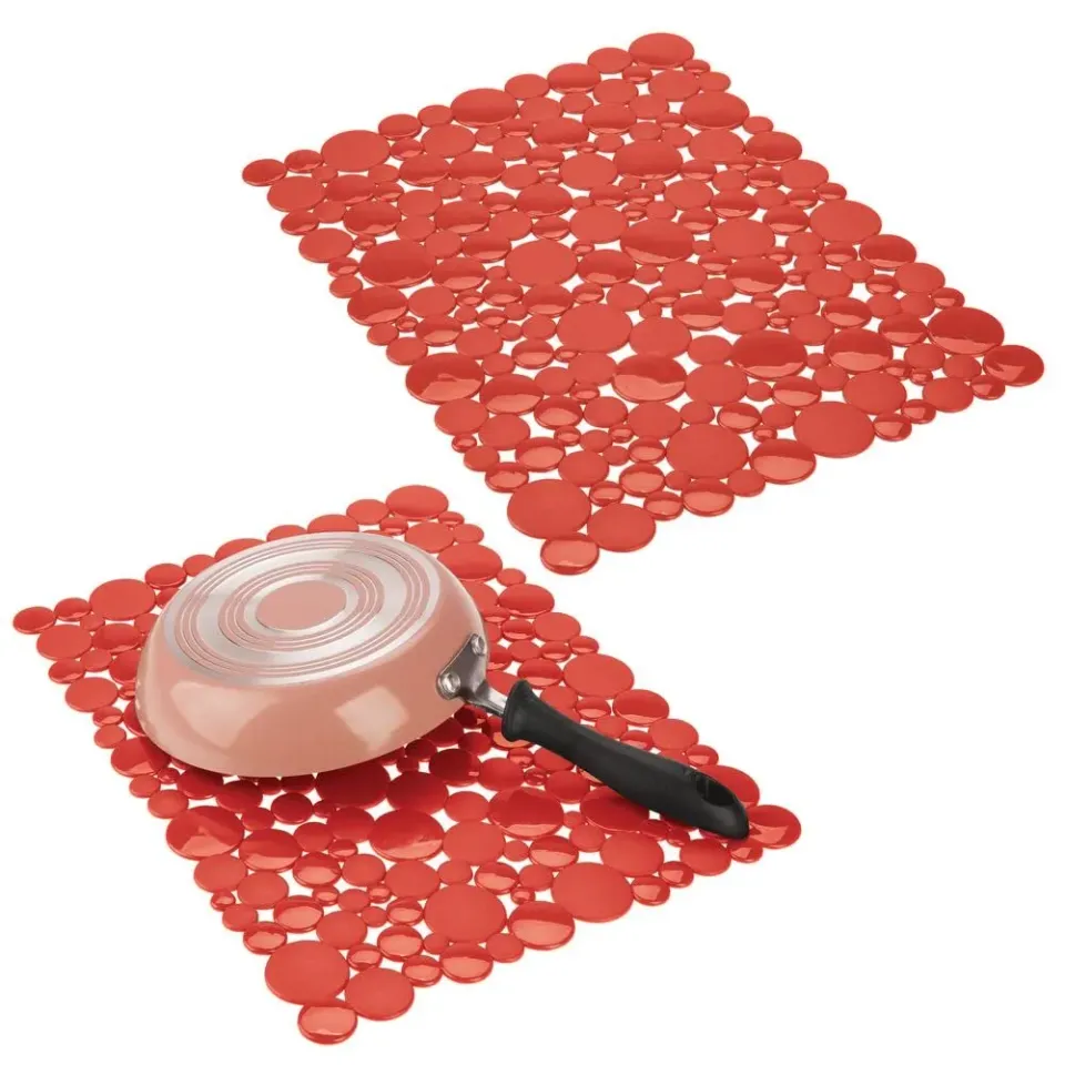 mDesign Spülbeckenmatte PVC 2er-Set rot zuschneidbar