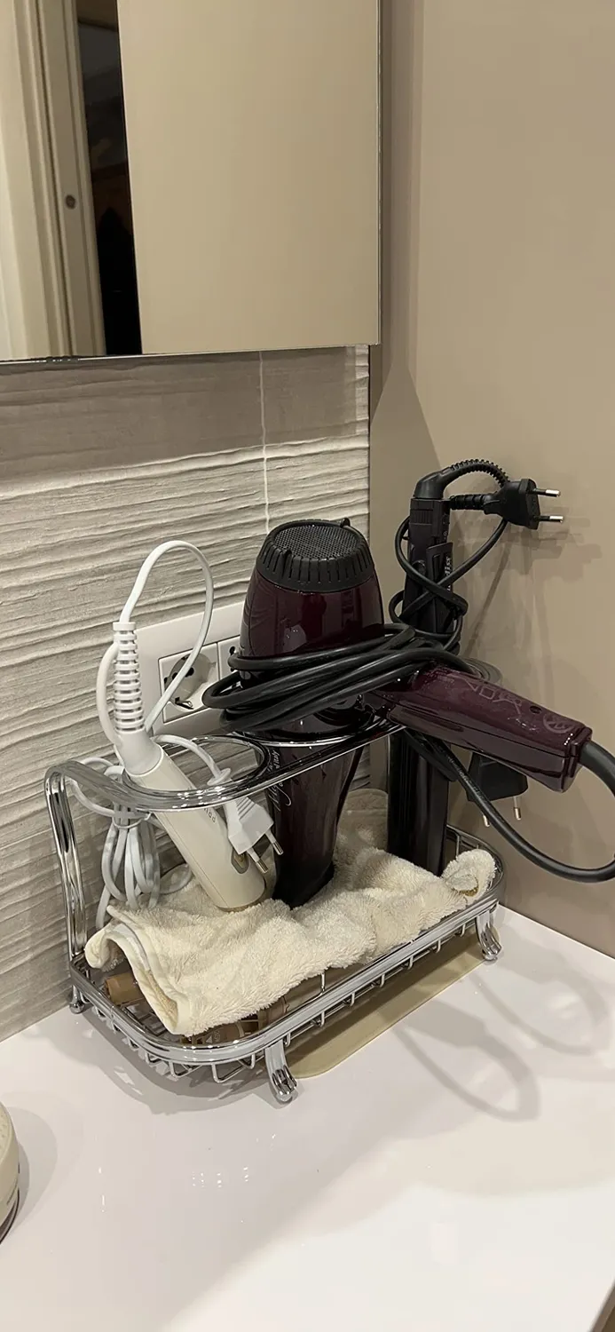 mDesign Fönhalter freistehend silber Badorganizer Stylingstation