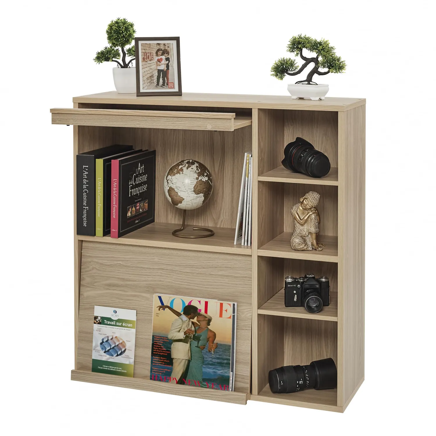 Iris Ohyama Flap Rack FR-F4 Regal Hellbraun mit Klapptüren