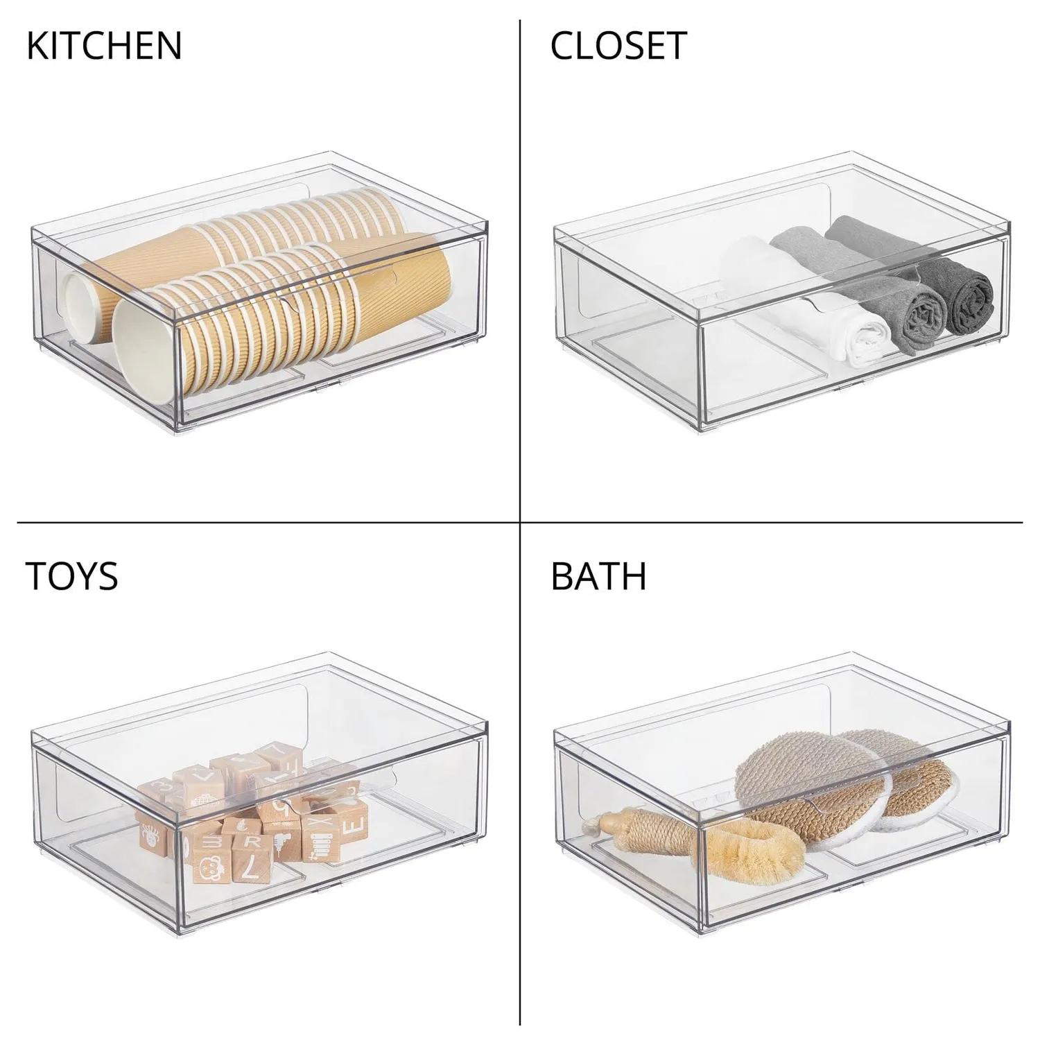 mDesign Schubladenbox Transparent Stapelbar